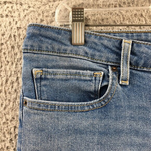 Women's Blue Denim Button Front Cotton Blend Zipper Placket - Picture 4 of 14